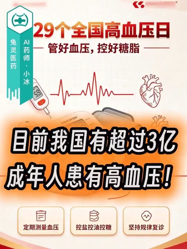目前我国有超过3亿成年人患有高血压！