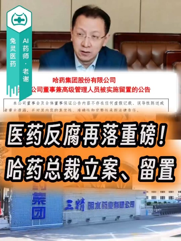 哈药集团股份有限公司总裁被立案、留置