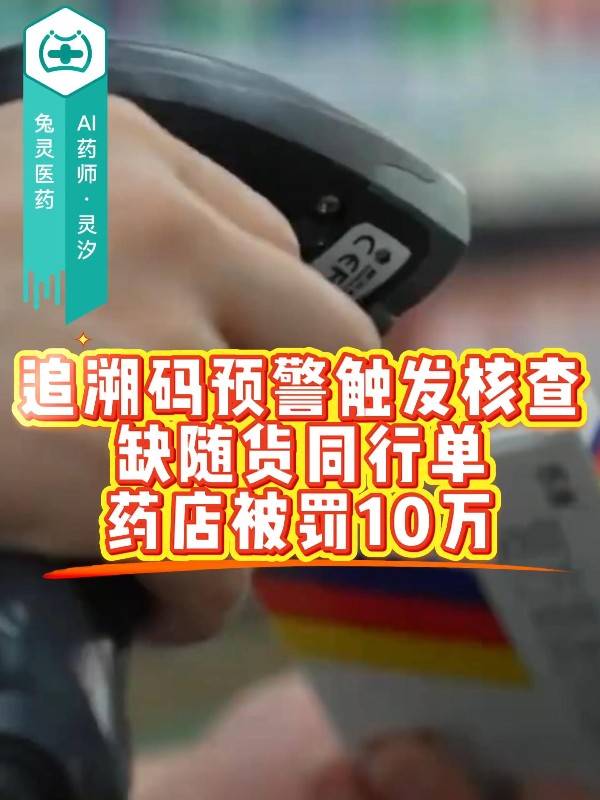 追溯码预警触发核查，缺随货同行单药店被罚10万
